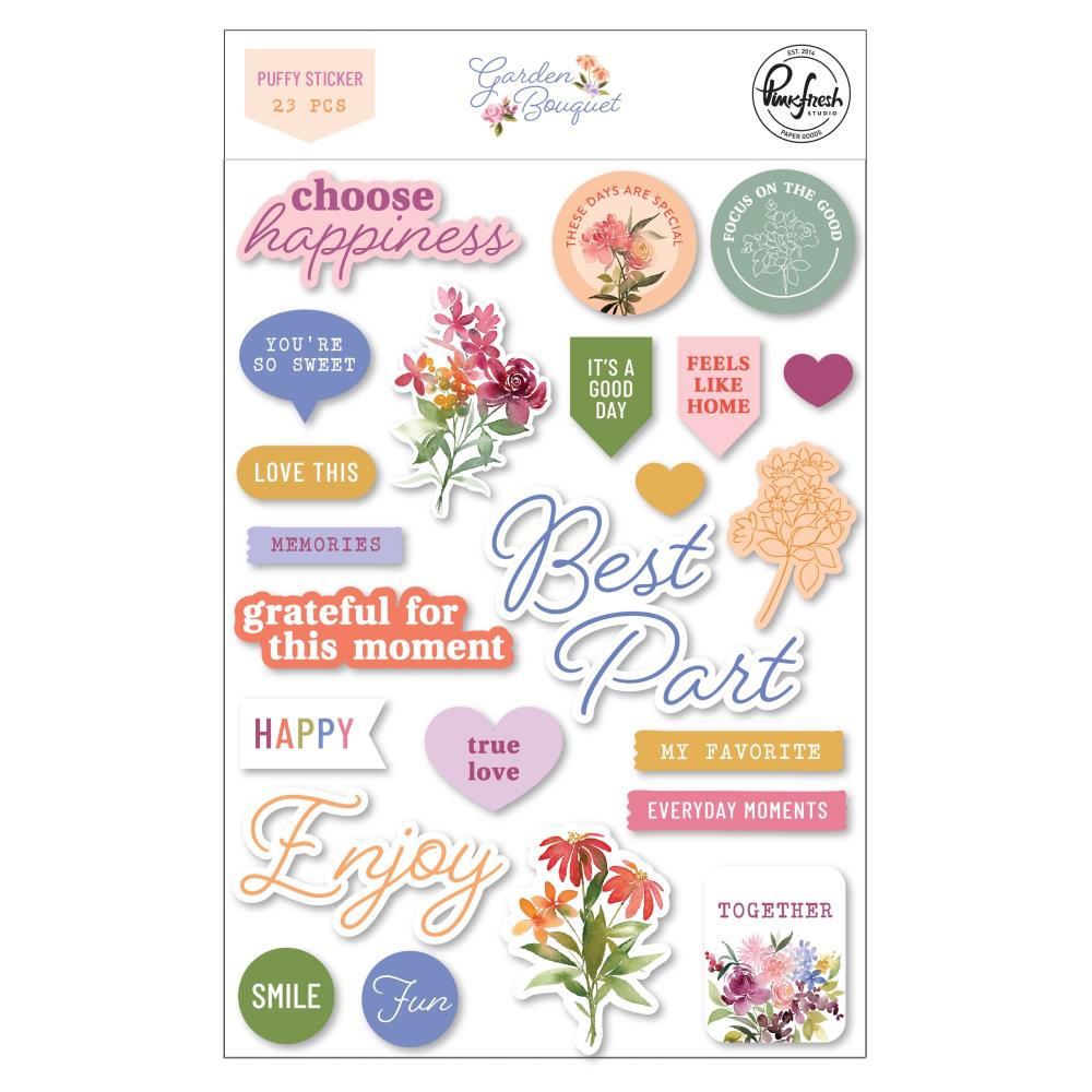 Pinkfresh Garden Bouquet Puffy Stickers