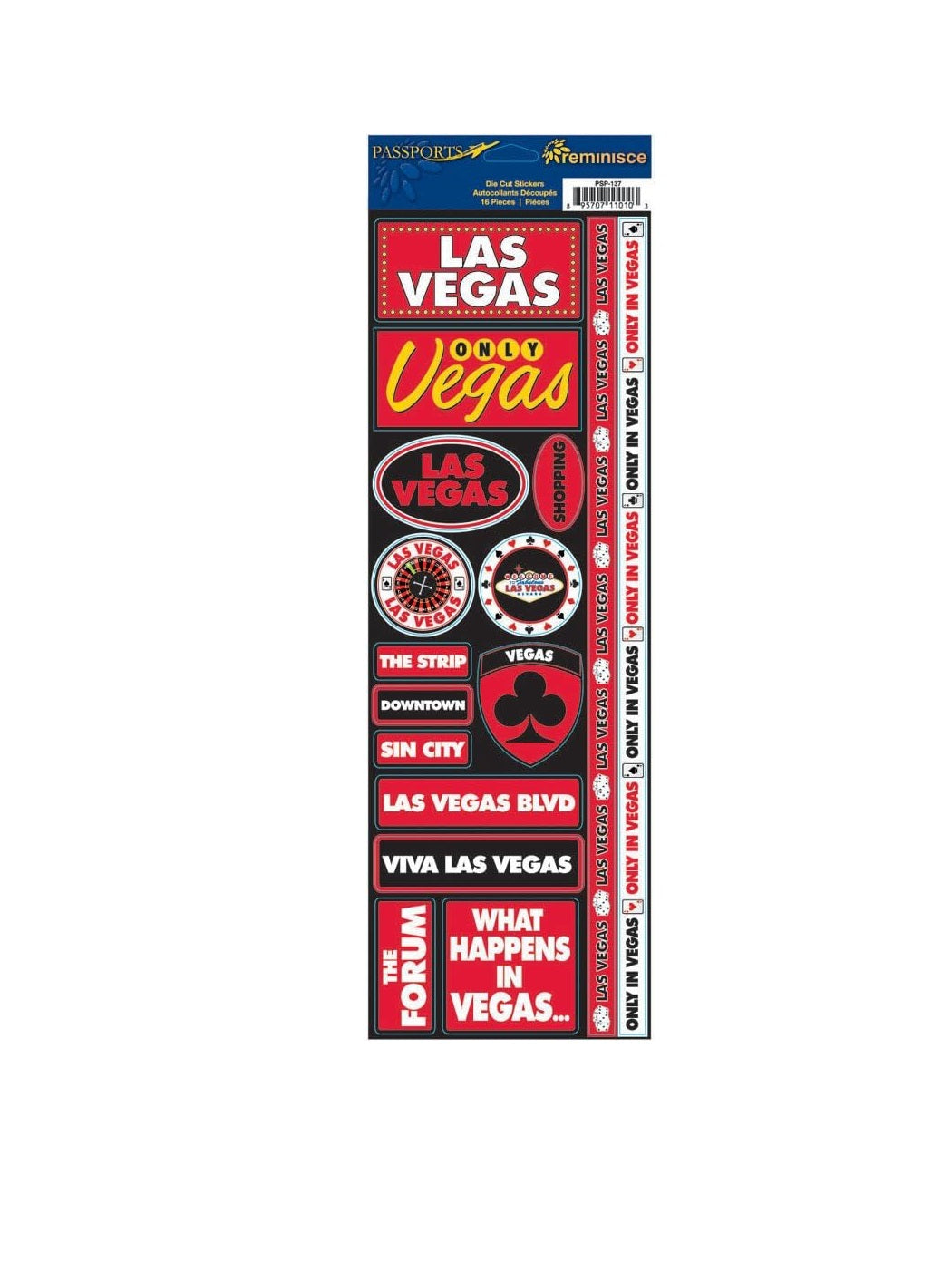 Las Vegas Cardstock Travel Passport Stickers