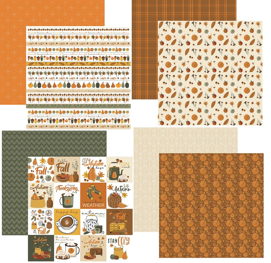 Cozy Fall 12x12 Fall Scrapbook Paper Assortment Set - 4 Sheets ...