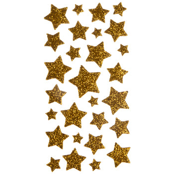  Glitter Star Foam Stickers - Sparkly Gold and Silver