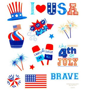 2 Sheets Americana/4th of July Patriotic Foil Stickers - Foil Stars