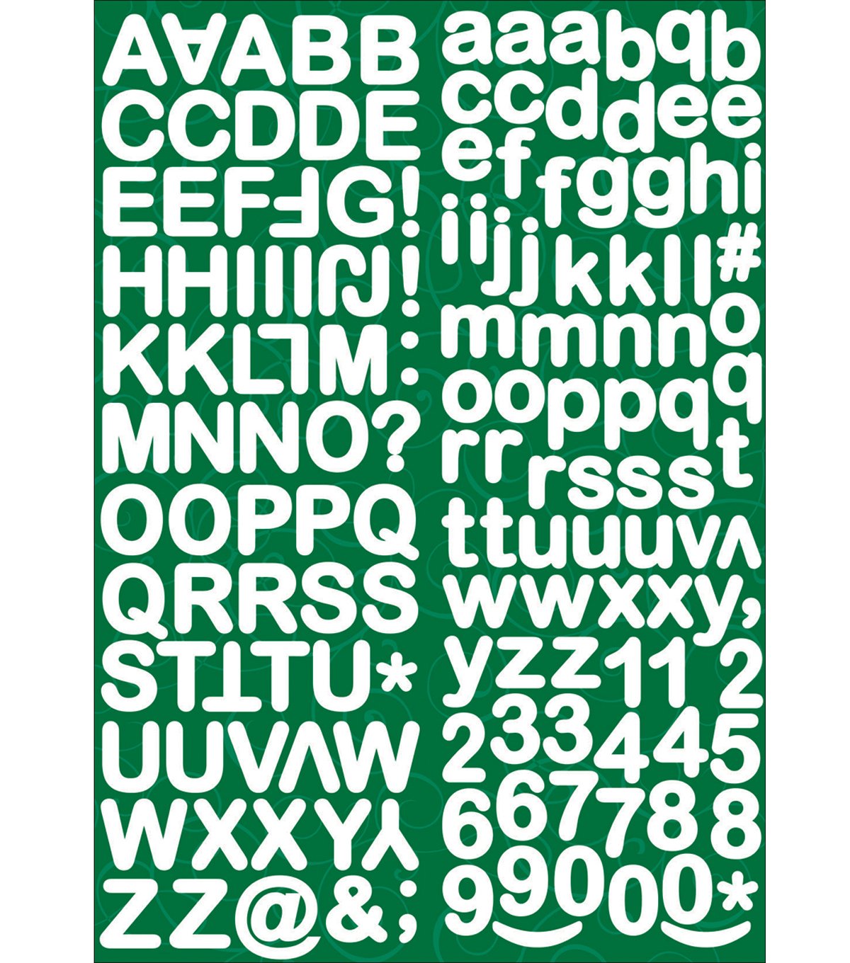 1/2 Inch Green Letter Uppere and Lower Case Glitter Stickers
