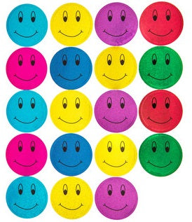 Epoxy Colored Glitter Smiley Face Stickers - 12 Inch Sheet