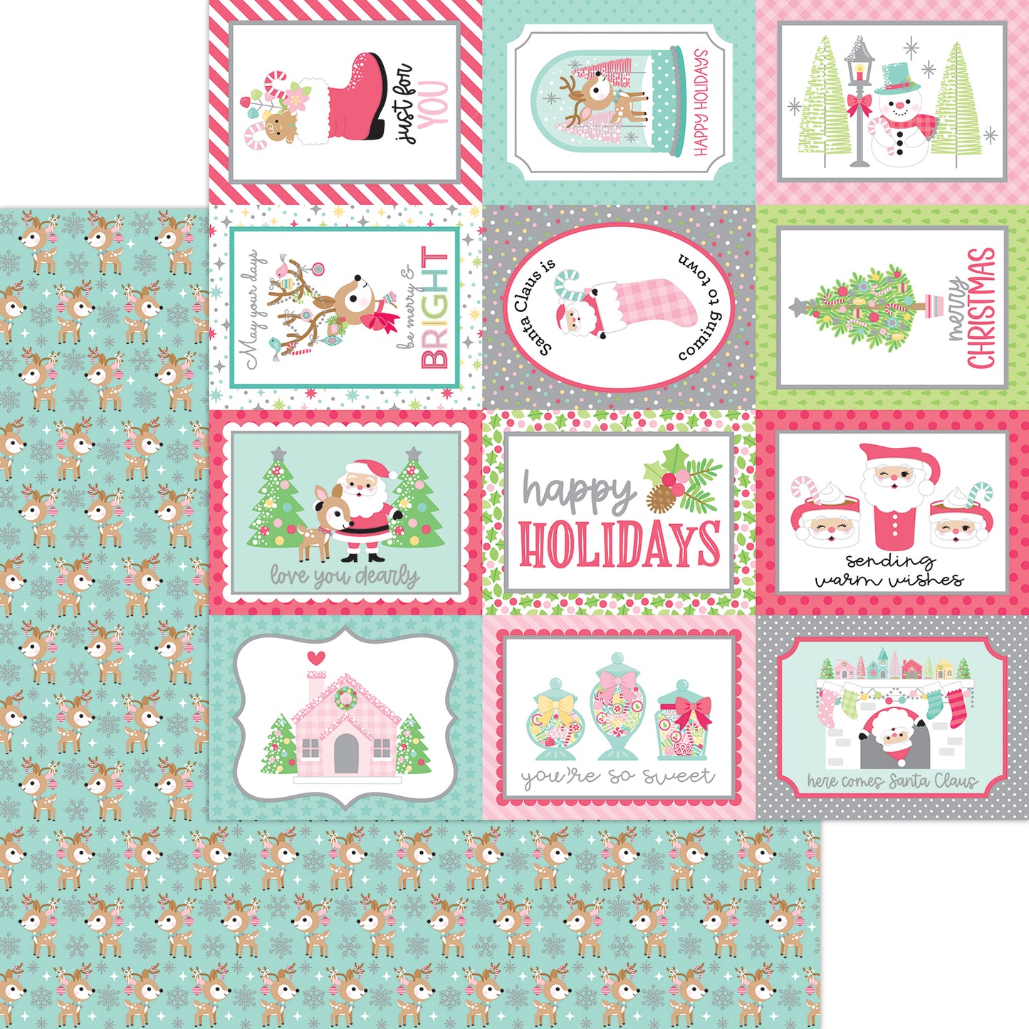 Tinsel Time Dashing Deer Scrapbook Paper by Doodlebug Designs