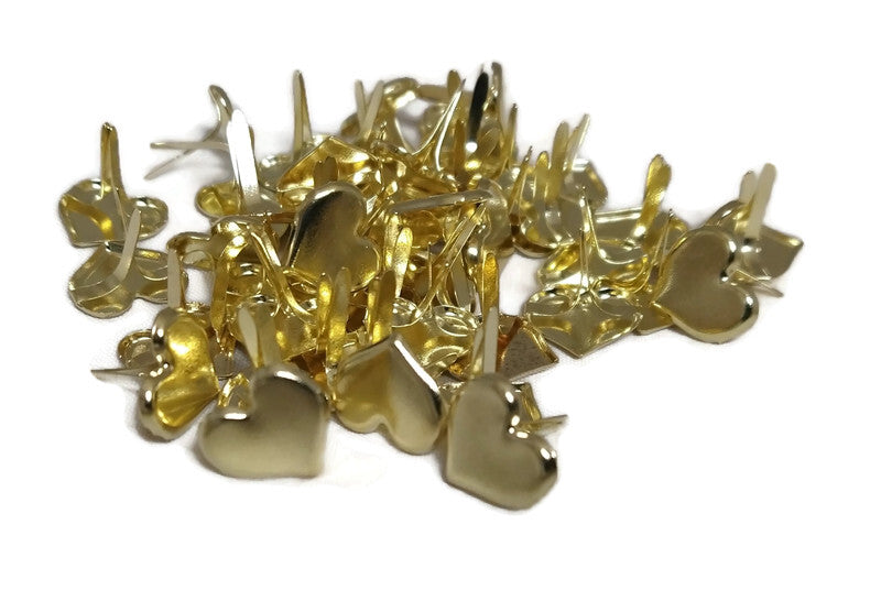 Gold Sweetheart Heart Brads Bulk 50ct