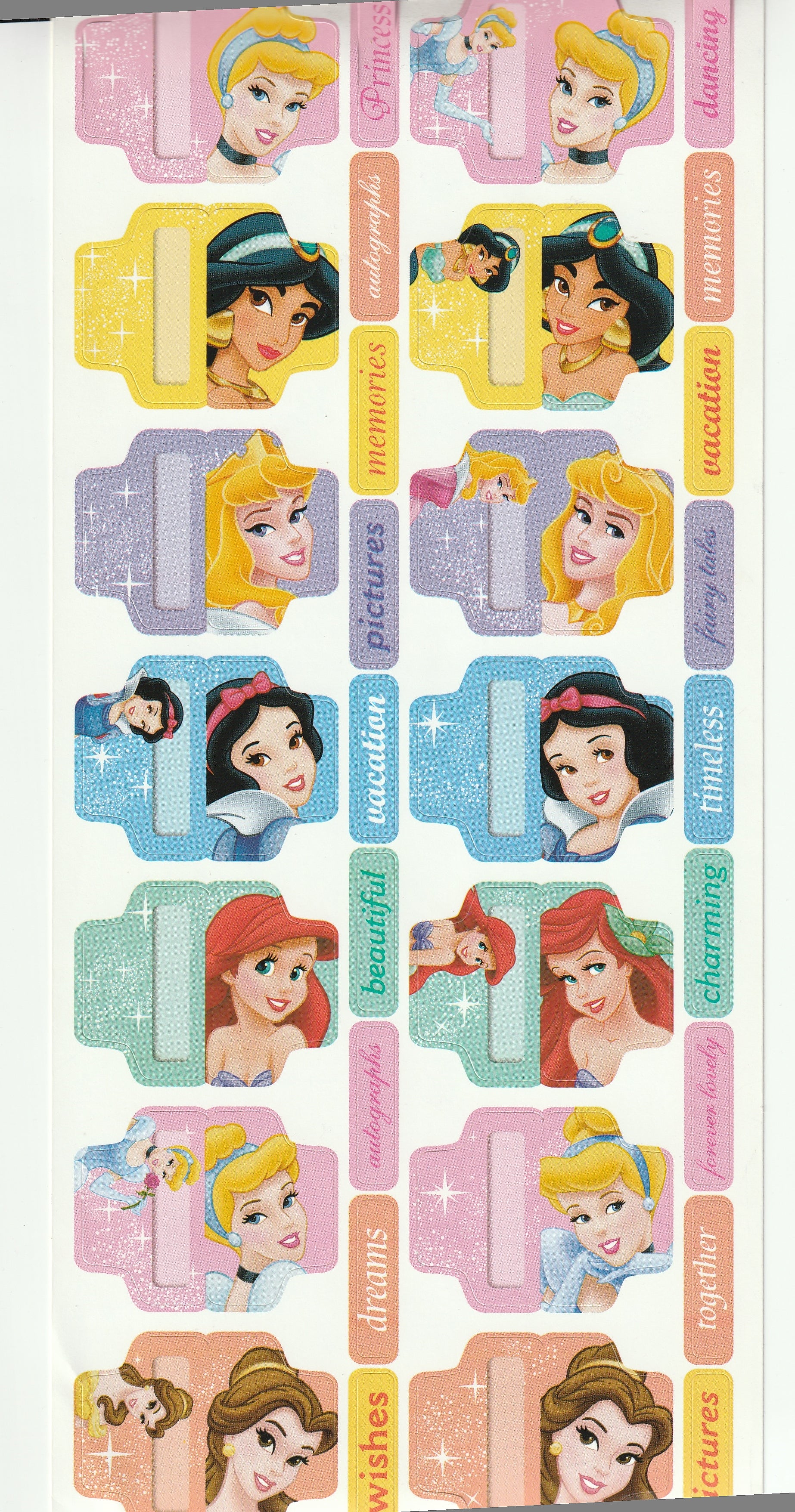 Disney Princess Tab Stickers