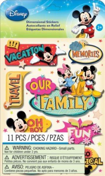 Mickey Family vacation Travel 3d Stickers