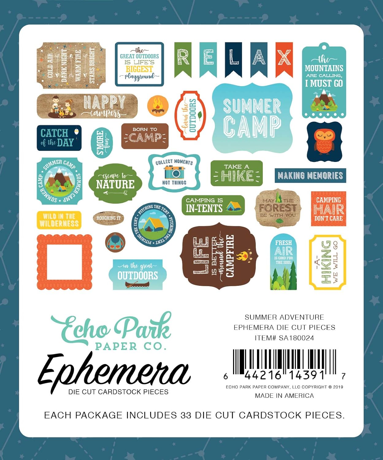 Summer Adventures Ephemera Die Cut Set