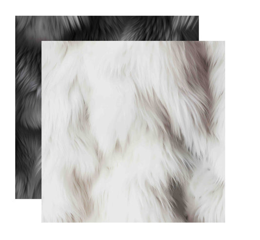 White and Gray Fur Scrapbook Paper