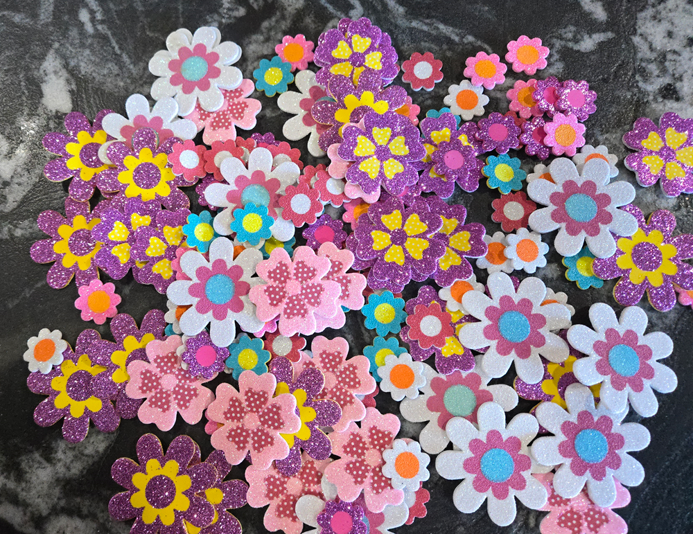 Glitter Foam Flower Stickers