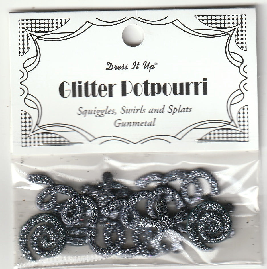 Gunmetal Glitter Potpourri Flatback Accents