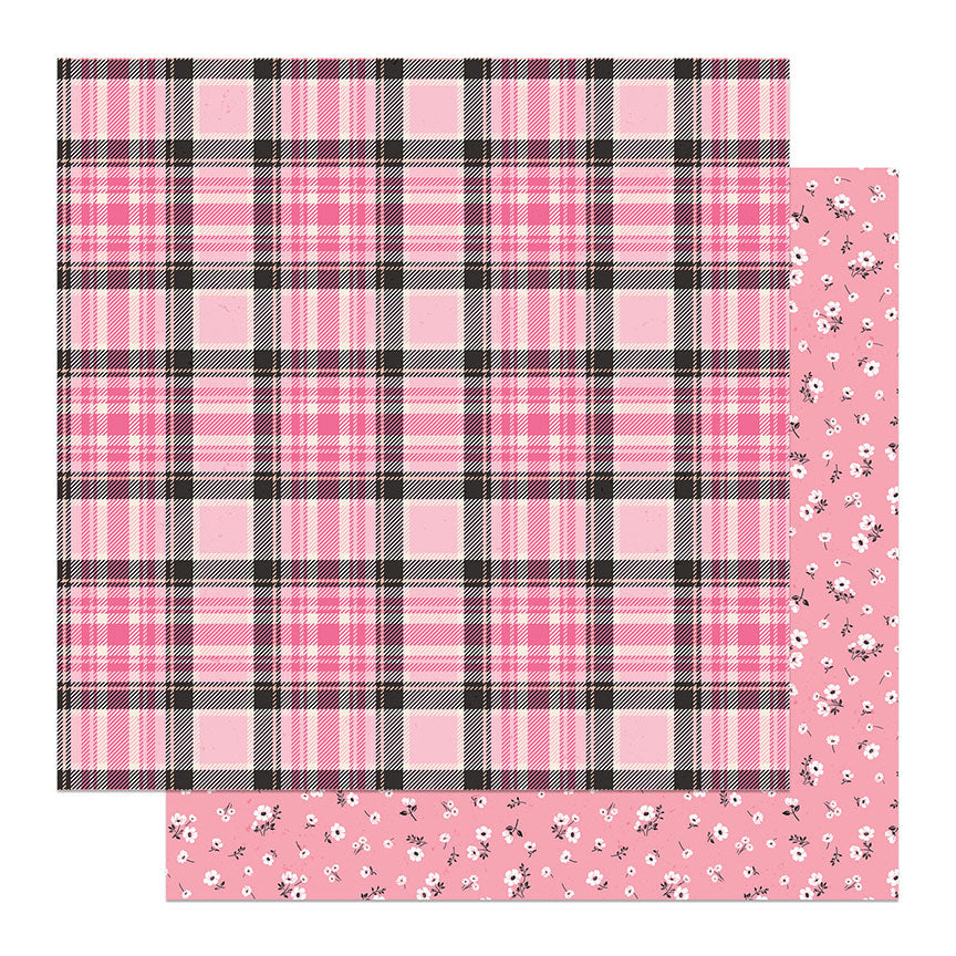 Photo Play lil Boo Thing Pink Plaid Scrapbook paper