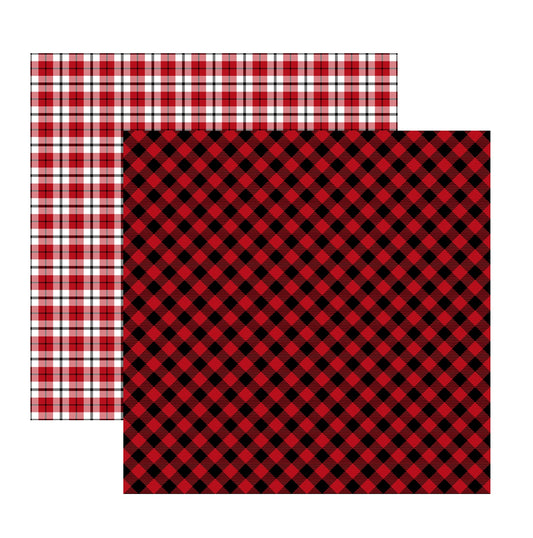 Red black Diagonal Plaid Scrapbook Paper