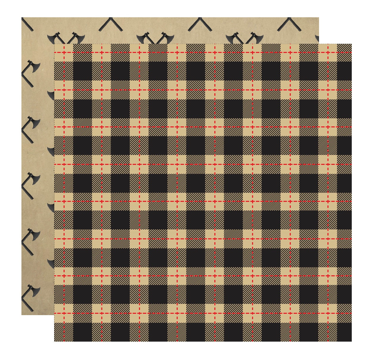 Tan and Black Lumberjack Plaid Scrapbook Paper