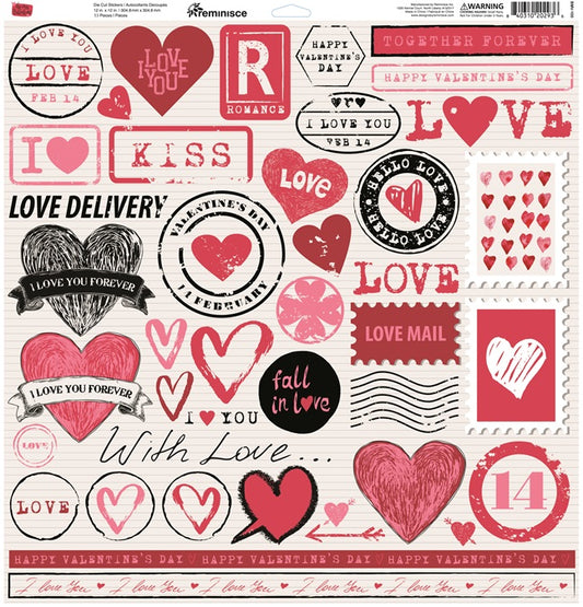 Falling Hearts - Forever Hearts - 12x12 Valentine Scrapbook Paper - 5  Sheets - by Reminisce