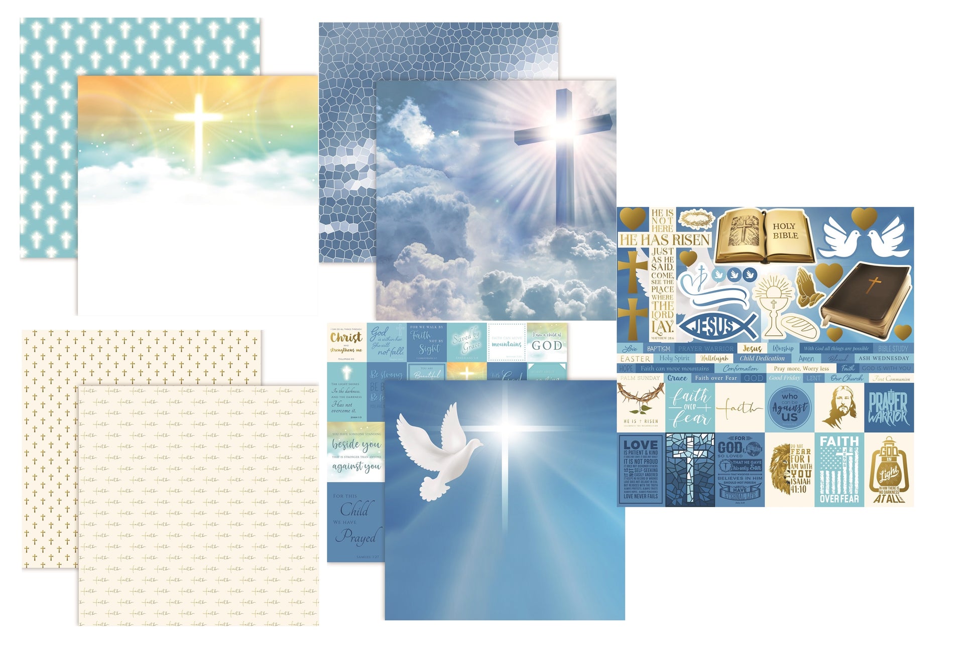 Reminisce Faith Scrapbook papers and Stickers Set