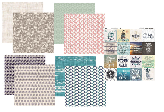 Reminisce Nautical Mood Scrapbook papers and Stickers Set