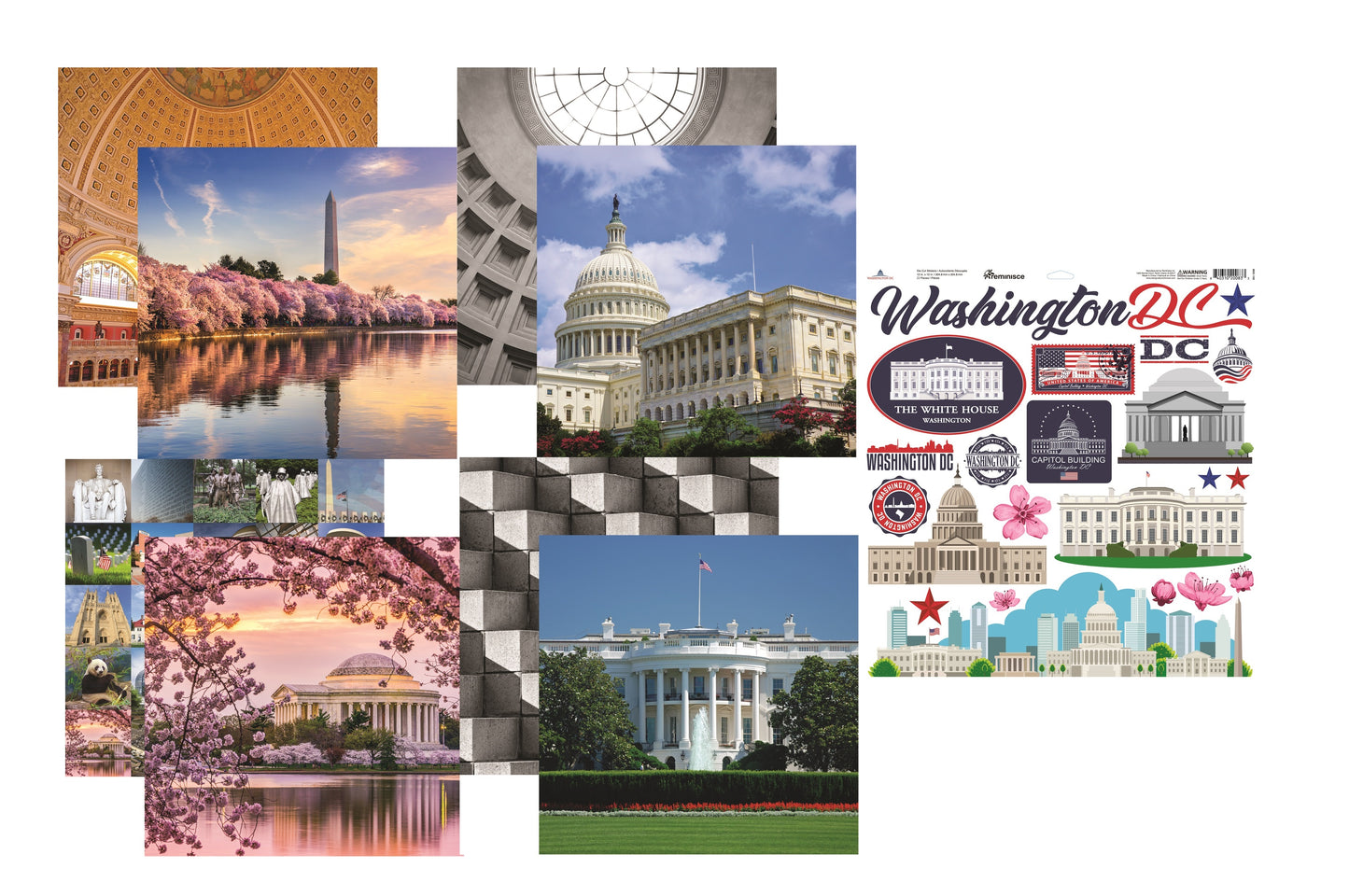 Reminisce Washington DC Scrapbook Papers and Stickers Set