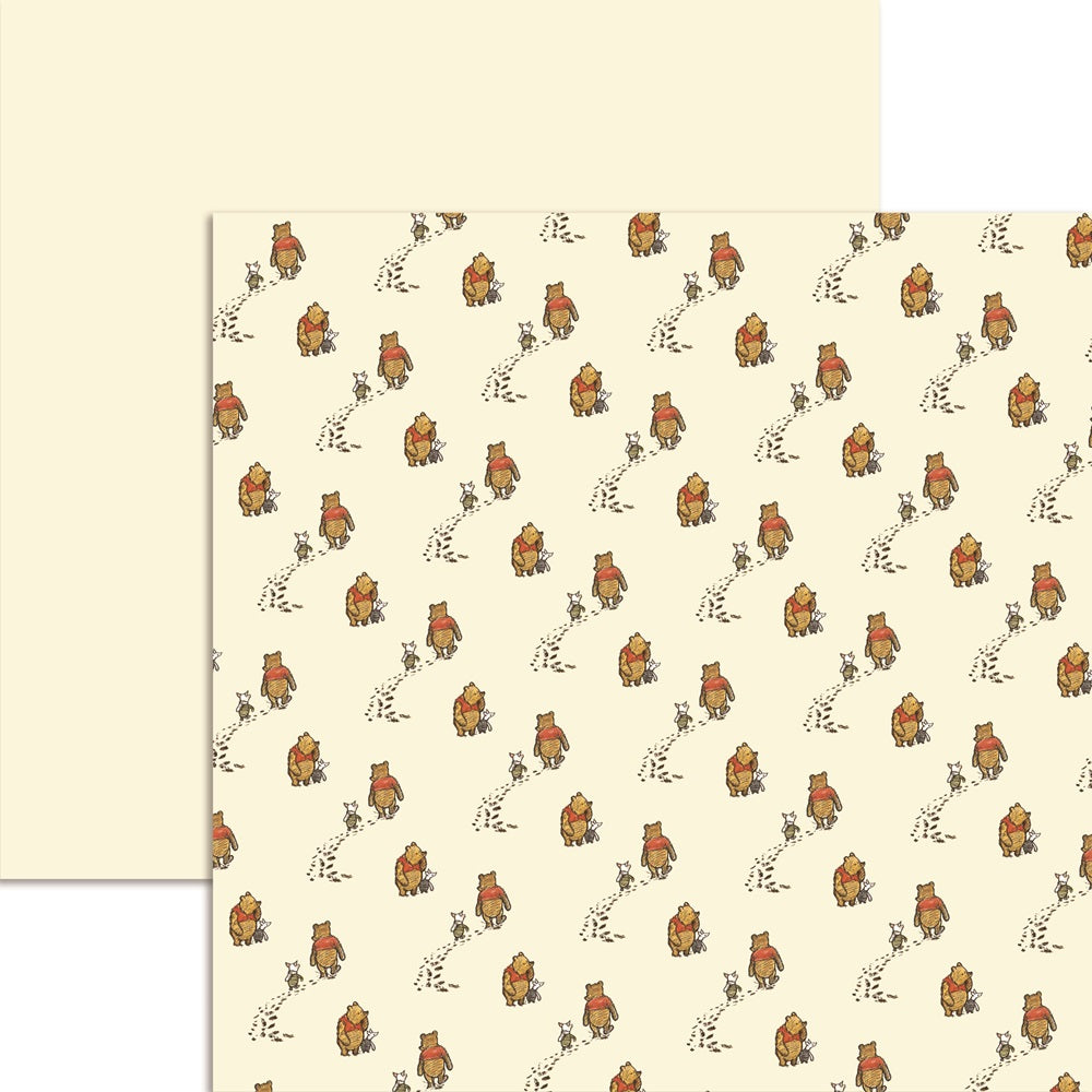 Reminisce Winnie the Pooh Little Prints Footprints Scrapbook Paper