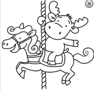 Riley and Co Carousel Horse Rubber Stamp