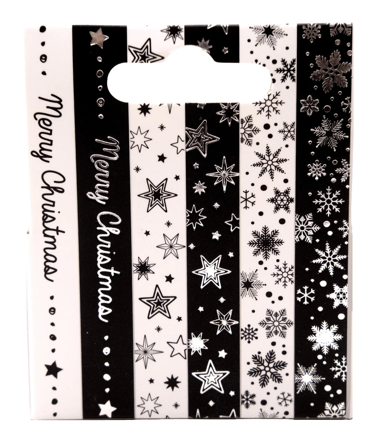 Christmas Washi Tape Set - Black/White/Silver - 6 Rolls