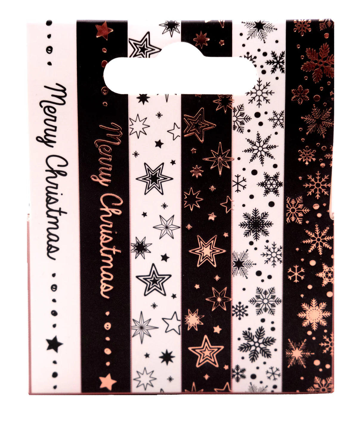 Christmas Washi Tape Set - Black/White/Rose Gold - 6 Rolls