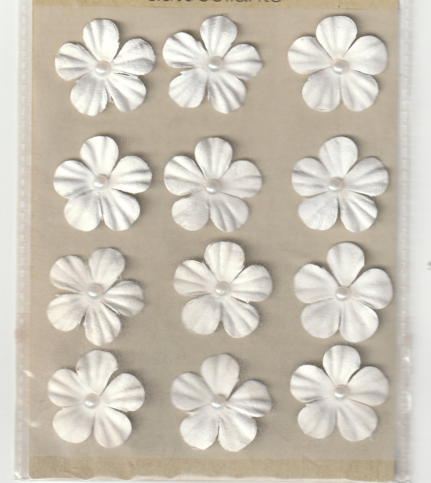 White Paper Flowers with Pearl Centers