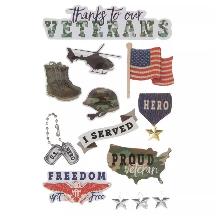 3d Veterans Stickers