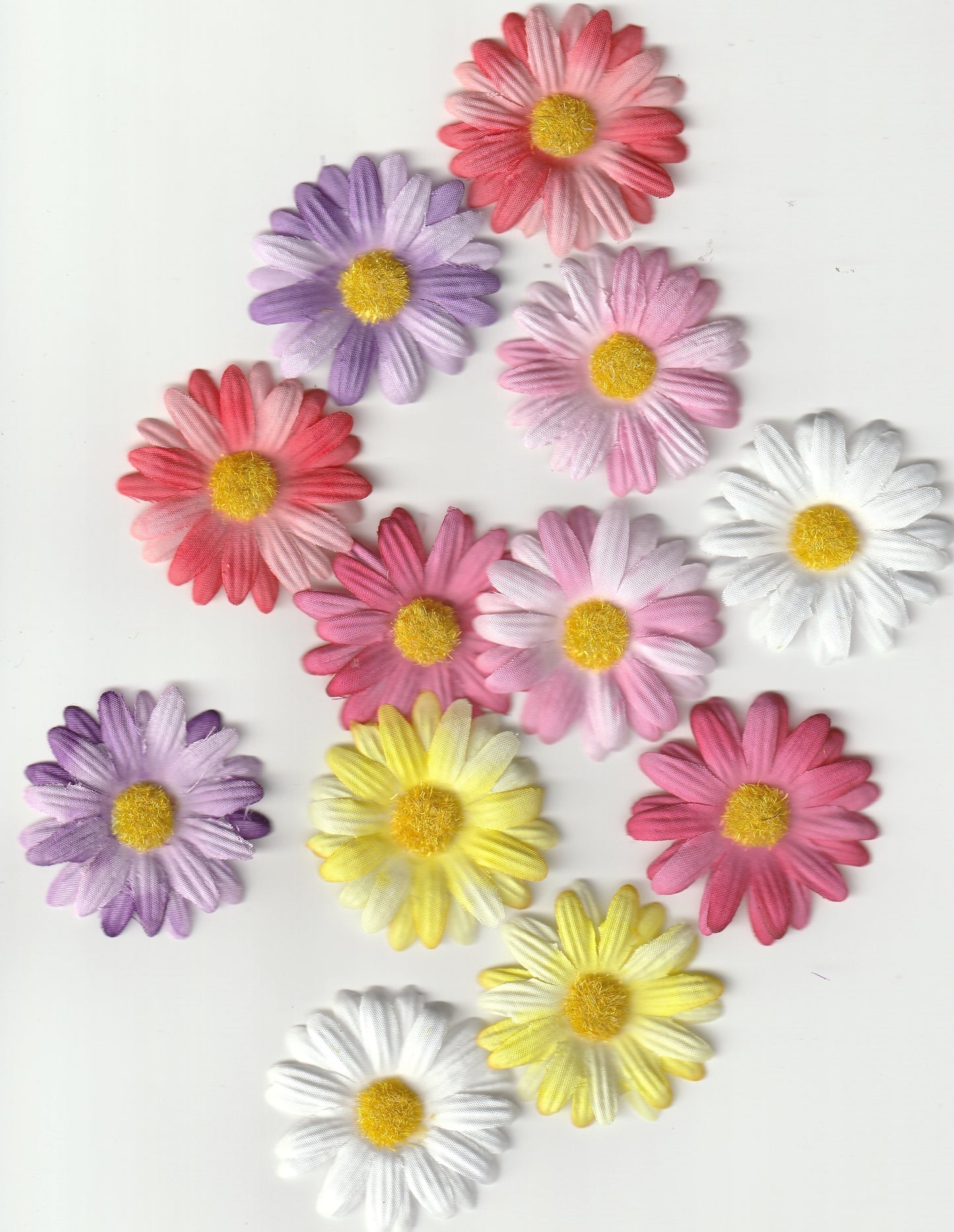 Bright Colored Layered Daisies Flower Embellishments - 12 Pieces