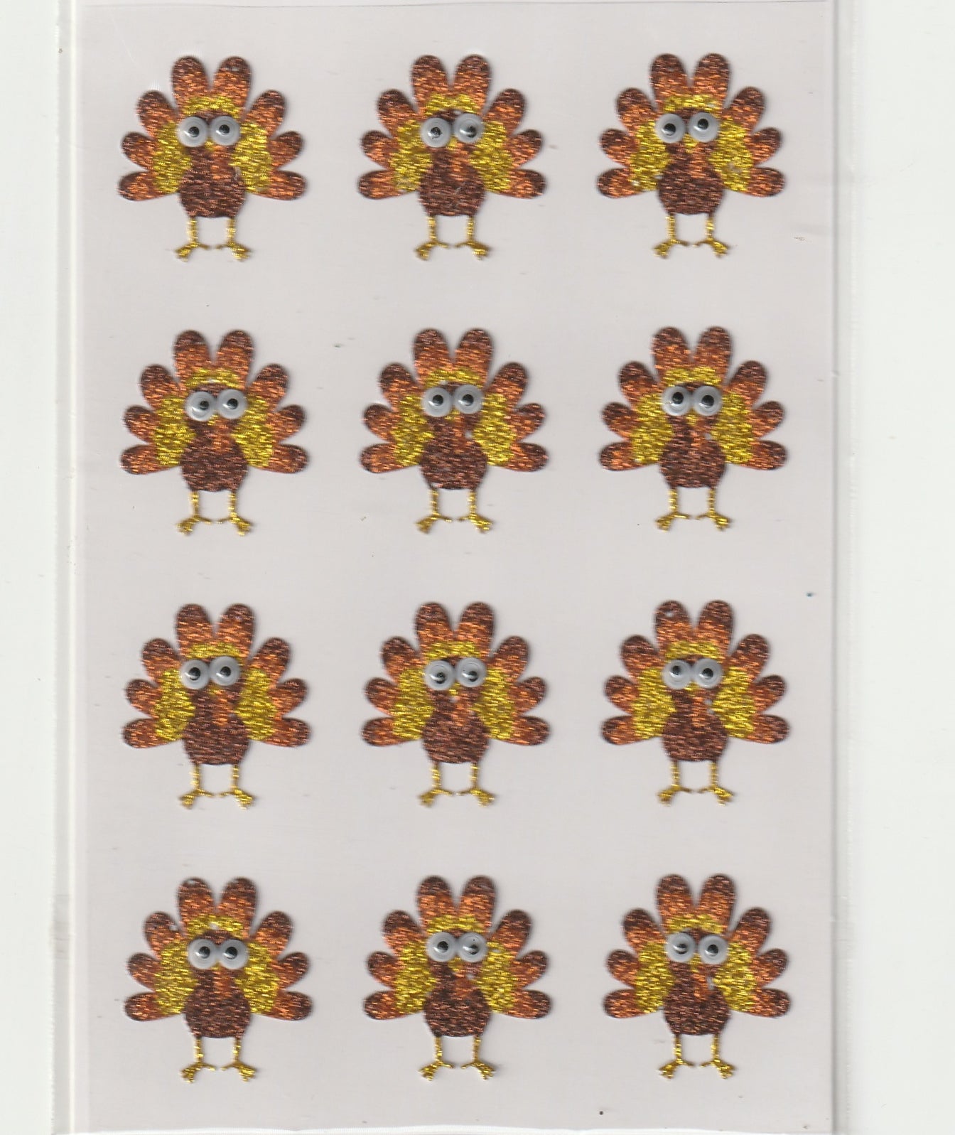 Glitter Turkey Stickers with Wiggle Eyes