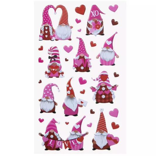 Puffy Valentine Gnome Stickers