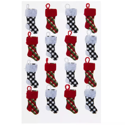 Buffalo Plaid Christmas Stocking Stickers