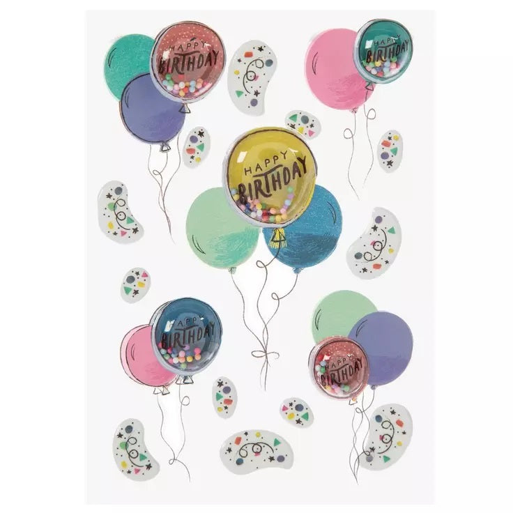 Happy Birthday Balloons 3D Shaker Stickers