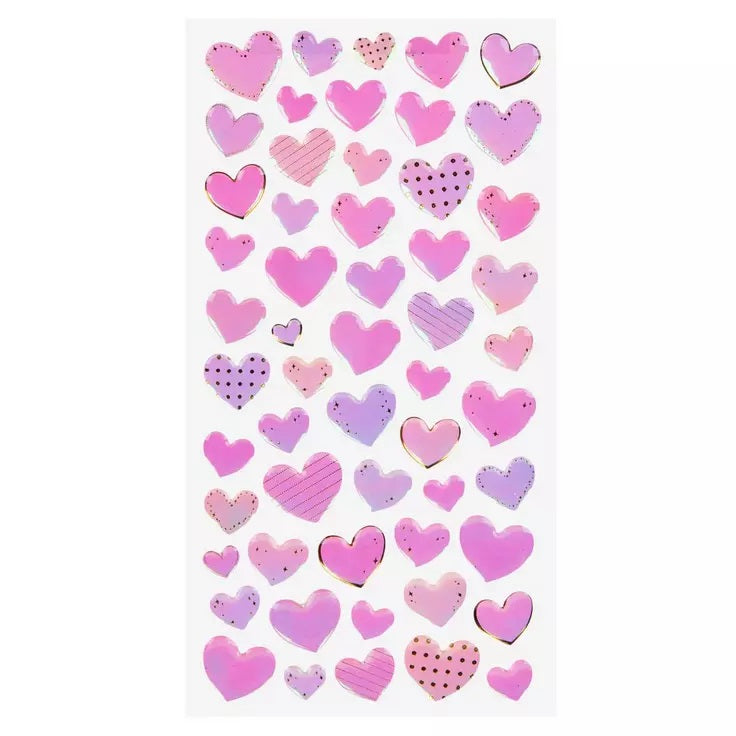 Pink Iridescent Epoxy Heart Stickers