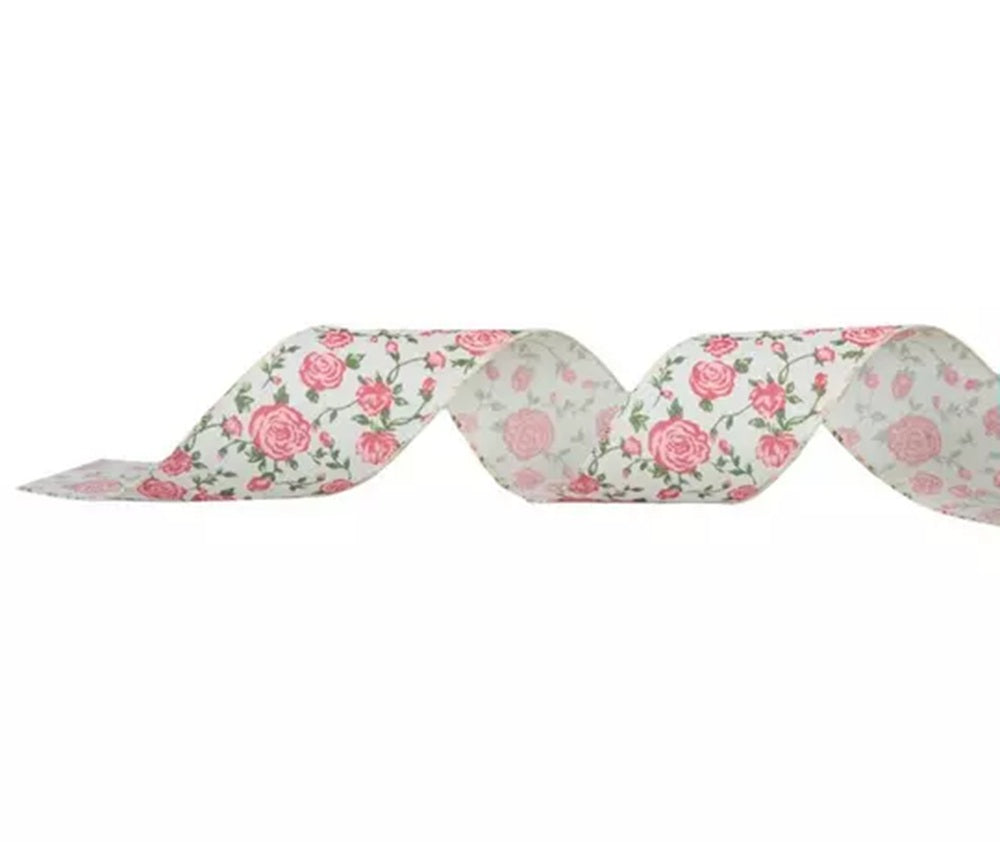 Pink Wired Canvas Ribbon