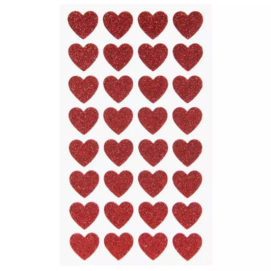 Glitter Foam Red Heart Stickers