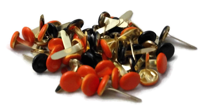 Orange and black Round Brads Paper Fasteners