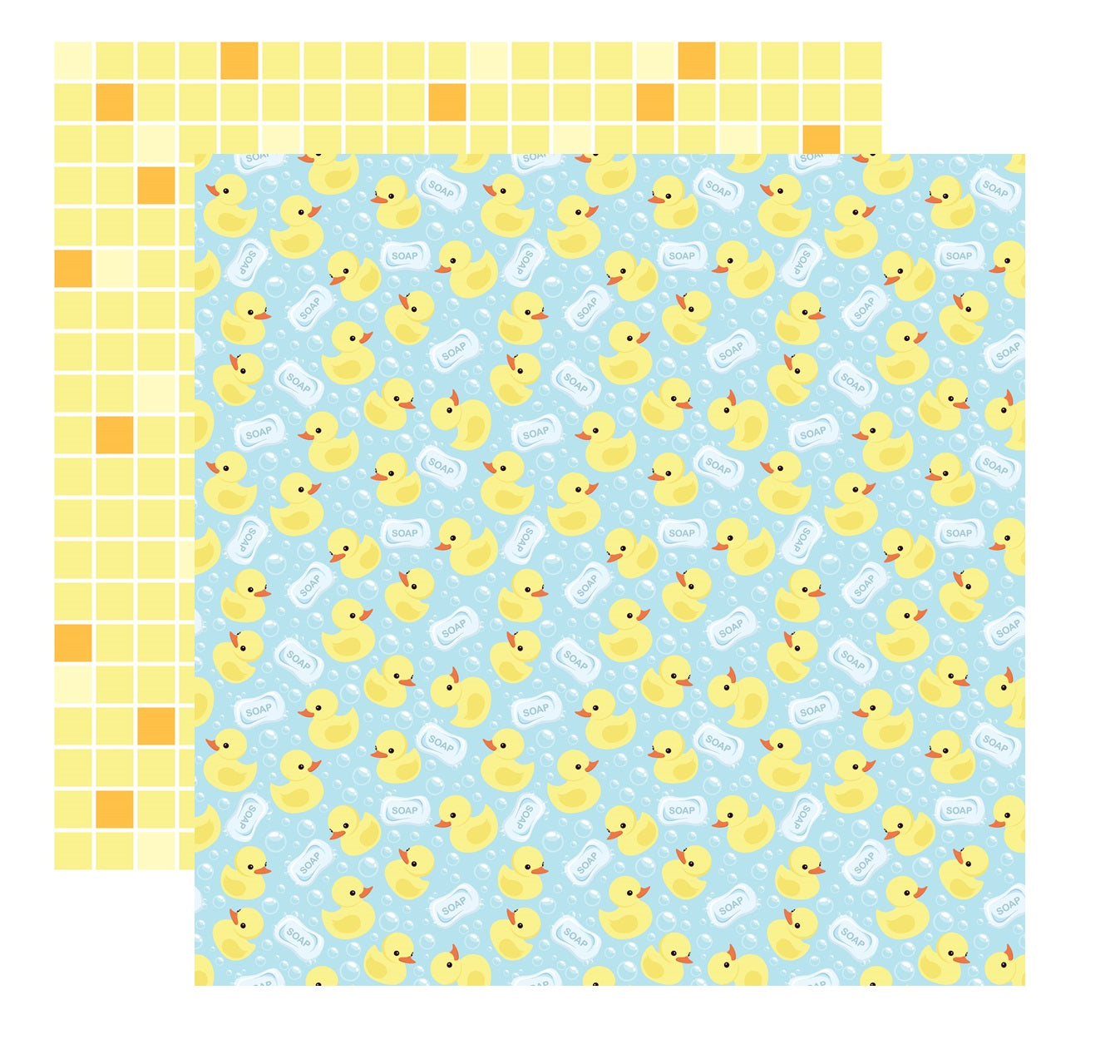 Rubber Ducks Blue Background Scrapbook paper