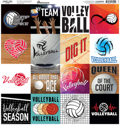 Reminisce Game Day Volleyball Stickers