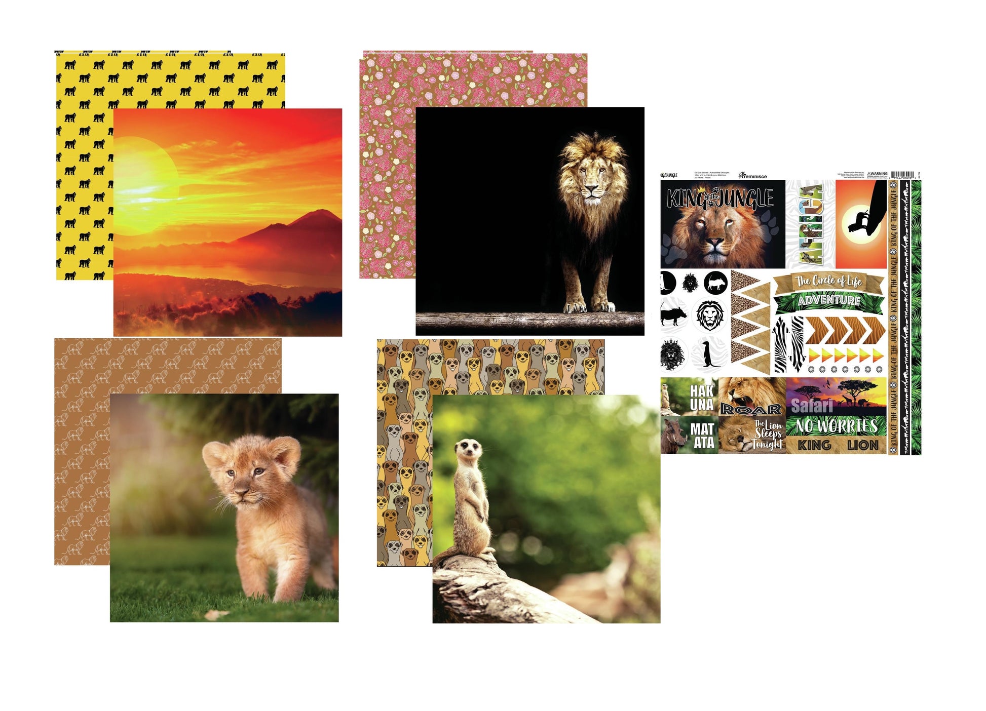 Reminisce King of the Jungle Scrapbook papers and Stickers Set