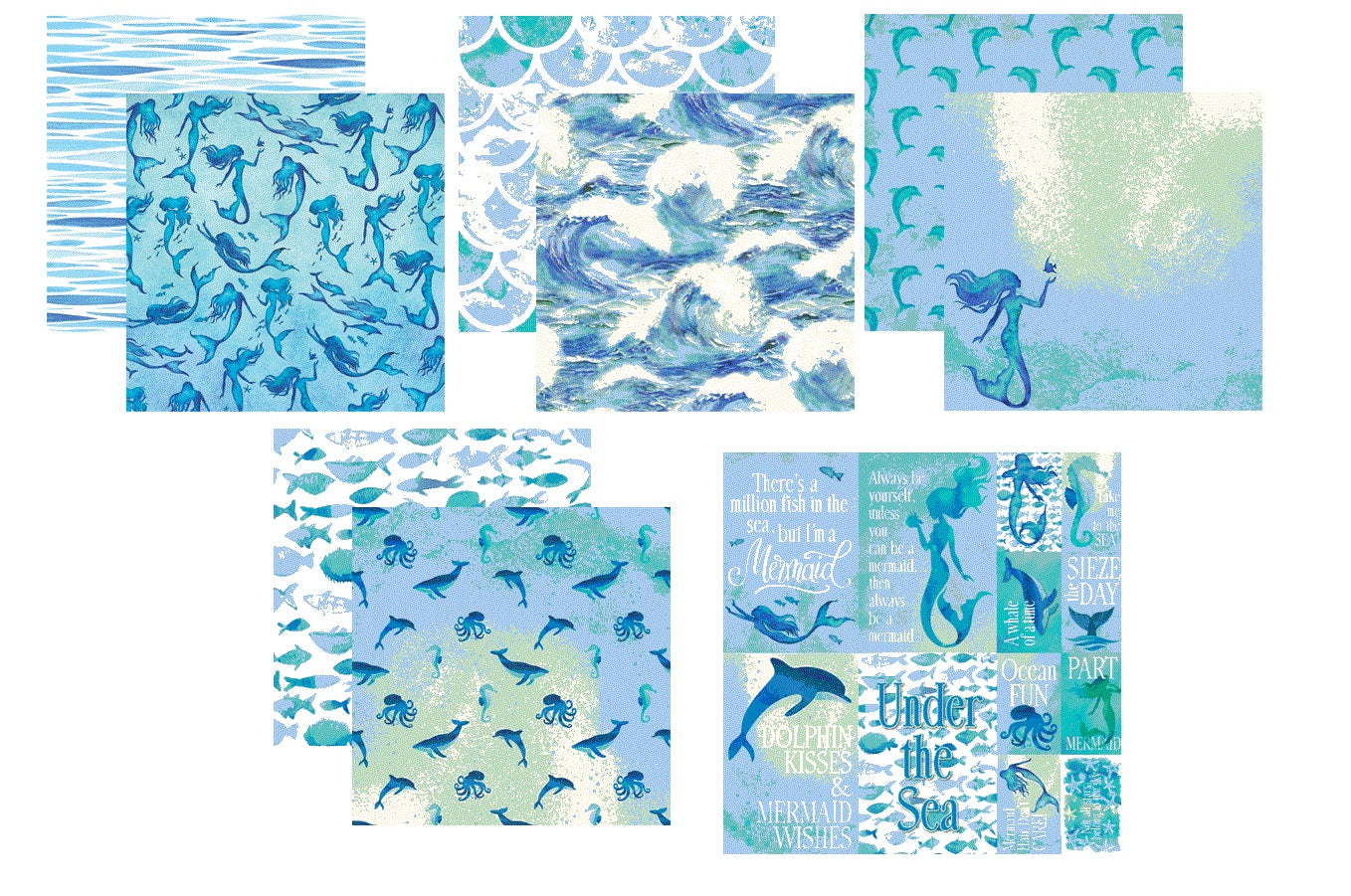 Reminisce Mermaids Tale Scrapbook Papers and Stickers Set