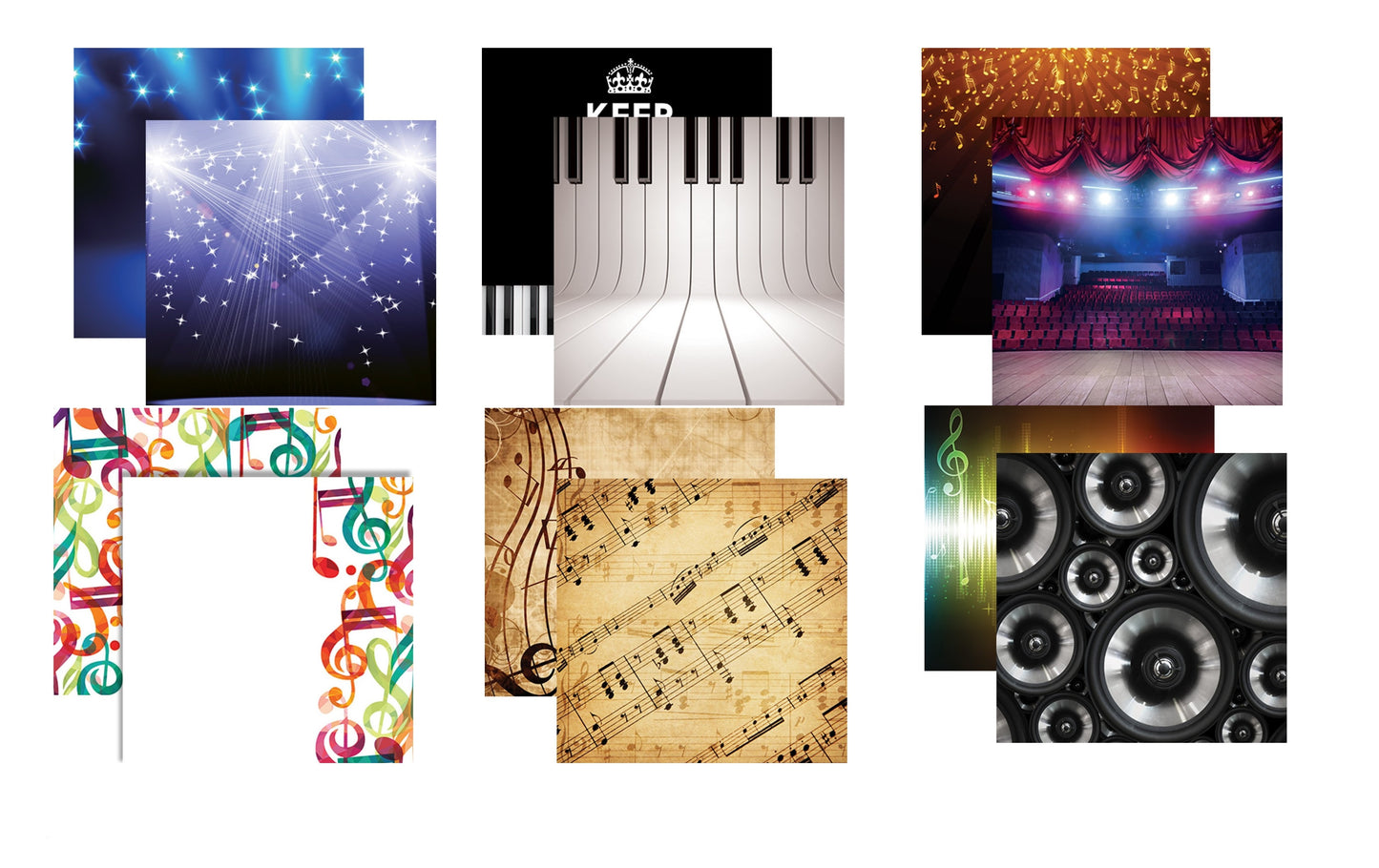 Musicality Music Scrapbook Paper Set 12x12 6 Sheets