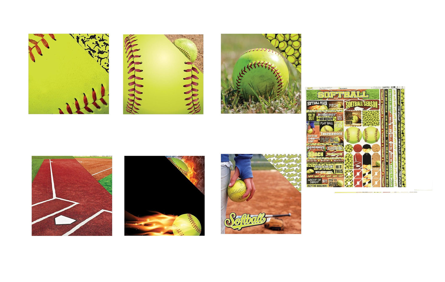 The Softball Collection Scrapbook Papers & Stickers Set