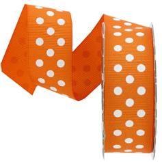 1.5 Inch Orange and White Swiss Polka Dot Ribbon