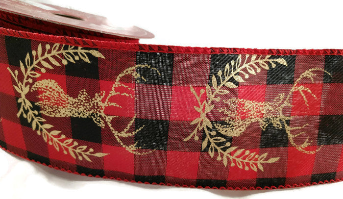 Buffalo Plaid Gold Deer Ribbon