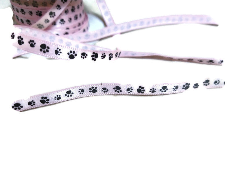 PInk and black Paw Print Ribbon