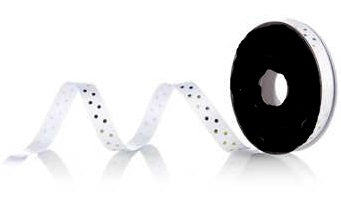 White with Gold Satin Polka Dot Ribbon