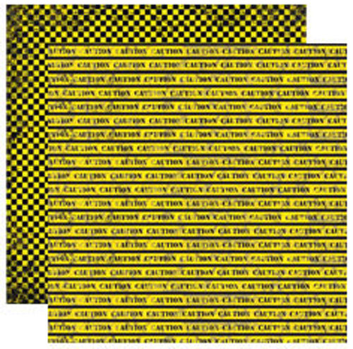 Reminisce Road Signs Caution Scrapbook paper