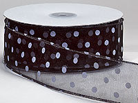 Black and White Flocked Polka Dot Ribbon