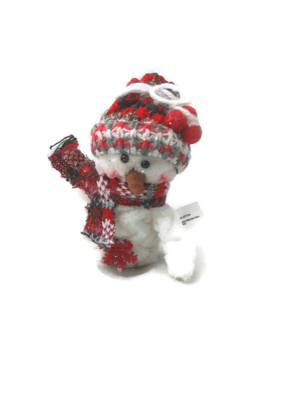 Red Plush Snowman Ornament